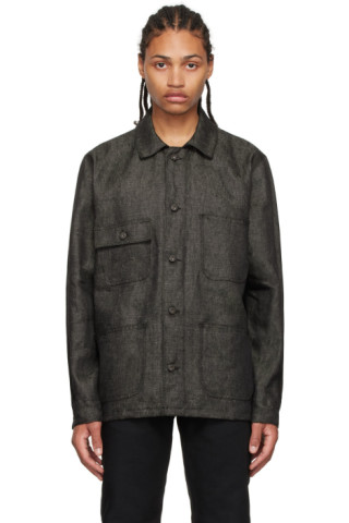 Naked & Famous Denim: Black Raw Denim Jacket | SSENSE