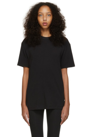 SKIMS: Black Stretch Boyfriend T-Shirt | SSENSE