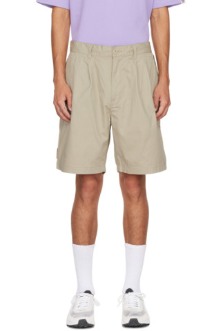 Beige Rubberized Patch Shorts by AAPE by A Bathing Ape on Sale