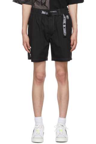 AAPE by A Bathing Ape: Black Cotton Shorts | SSENSE