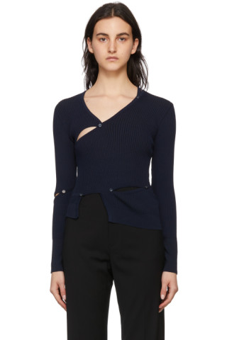 Jacquemus: Navy Tordu Cardigan | SSENSE