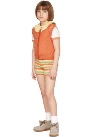 Kids Orange Hearts Eyelet Zoe Vest by Misha & Puff on Sale