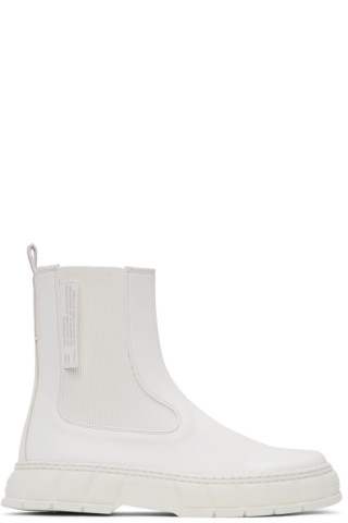 White Apple Leather 1997 Chelsea Boots by Virón on Sale