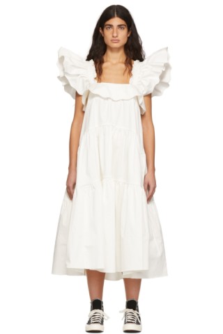 Kika Vargas: White Cicely Midi Dress | SSENSE