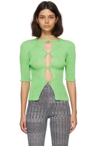 A. ROEGE HOVE: SSENSE Exclusive Green Nylon Cardigan | SSENSE