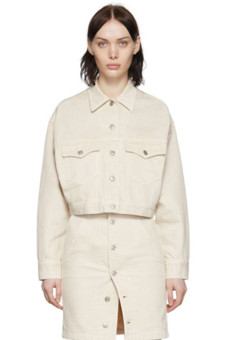 Isabel Marant Etoile: Beige Tadia Denim Jacket | SSENSE