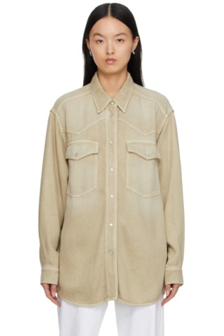 Beige Fluid Denim Taniami Shirt by Isabel Marant Etoile on Sale