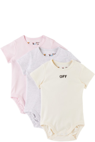 Off-White - Baby Three-Pack Multicolor Stamp Bodysuits