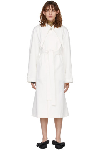 KIMHĒKIM: White Gabardine Elf Trench Coat | SSENSE