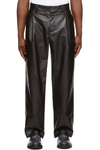 Soulland: Brown Aidan Faux-Leather Pants | SSENSE UK