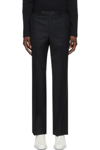 Black Wool Straight Trousers by Johnlawrencesullivan on Sale