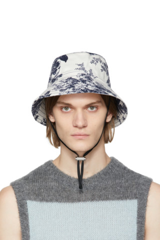 White & Navy Denim Pembridge Bucket Hat by Erdem on Sale