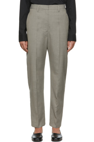 LEMAIRE: Grey Wool Trousers | SSENSE