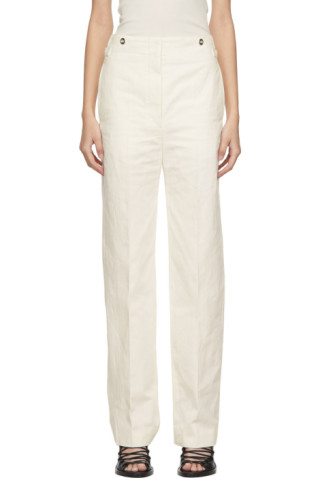 LEMAIRE: Off-White High Waisted Trousers | SSENSE