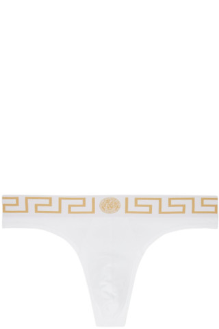 Versace Underwear: White Greca Border Thong | SSENSE