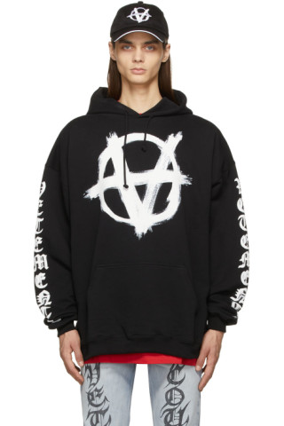 VETEMENTS - Black Double Anarchy Hoodie