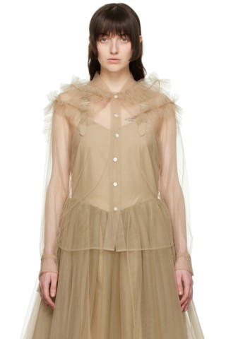 Noir Kei Ninomiya: Beige Nylon Shirt | SSENSE