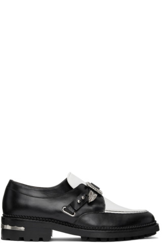 Black & White Leather Monkstraps by Toga Virilis on Sale