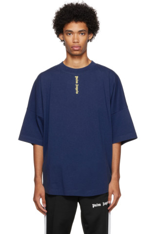 Palm Angels: Blue Cotton T-Shirt | SSENSE