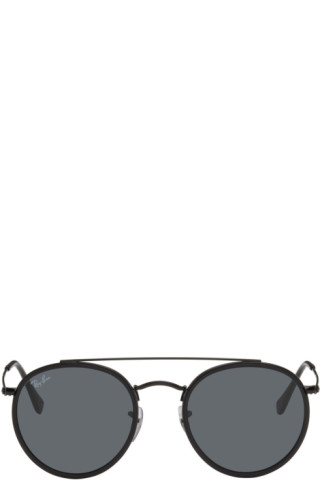 Ray-Ban: Black Round Double Bridge Sunglasses | SSENSE