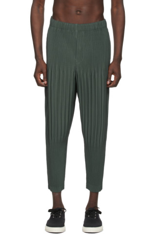 Homme Plissé Issey Miyake: Green Monthly Color January Trousers | SSENSE