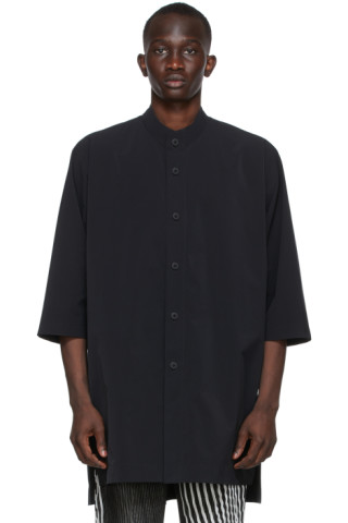 Homme Plissé Issey Miyake: Black Long Stretch Shirt | SSENSE