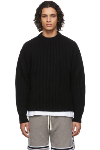 John Elliott: Black Cashmere Capri Crewneck | SSENSE