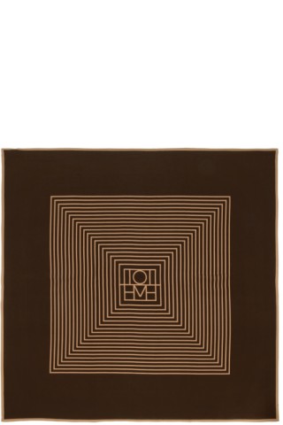 Monogram Silk Scarf in Brown - Toteme