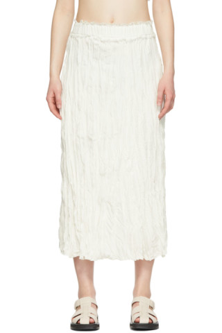 TOTEME: Off-White Silk Crinkled Skirt | SSENSE