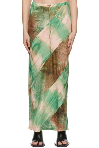 PERVERZE: Green Bias Midi Skirt | SSENSE
