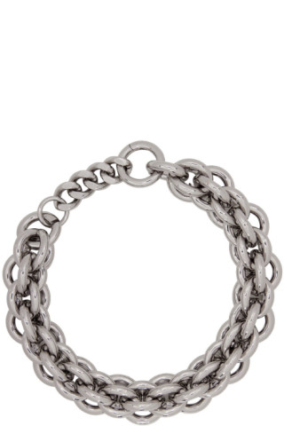 Silver Dual Chunky Chain Necklace by 1017 ALYX 9SM on Sale