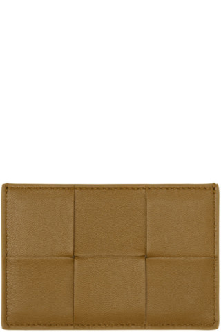 Bottega Veneta: Brown Intrecciato Leather Card Holder | SSENSE