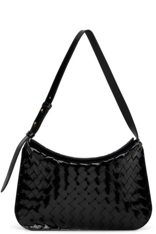 Bottega Veneta: Black Small Intrecciato Loop Shoulder Bag | SSENSE