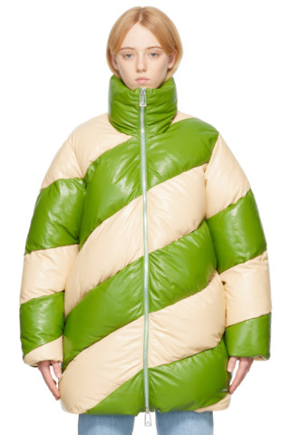 Bottega Veneta: Green & Yellow Leather Jacket | SSENSE