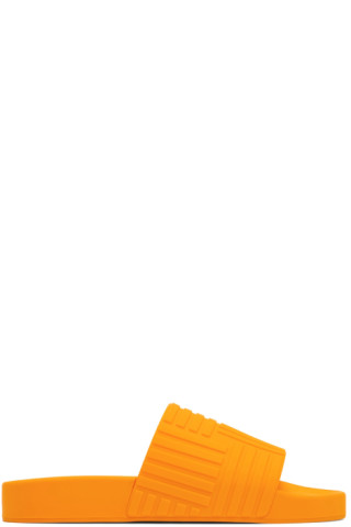 Louis Vuitton Rubber Slide Sandal Damier Graphite With Orange
