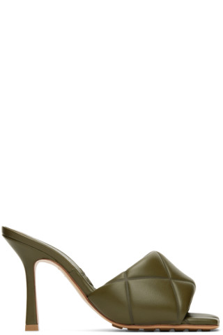 Bottega Veneta: Khaki Lido Heeled Sandals | SSENSE