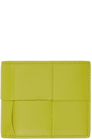 Bottega Veneta Intrecciato 577841 Women,Men Leather Wallet (bi-fold)  Black,Yellow