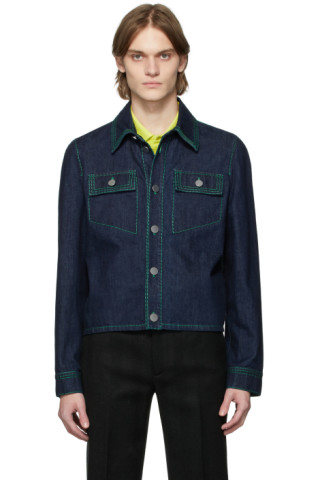 Bottega Veneta: Indigo 3-Stitch Denim Jacket | SSENSE