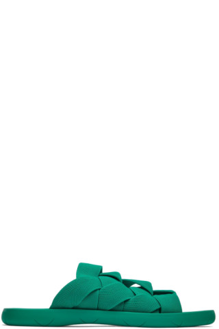 Bottega Veneta: Green Plat Sandals | SSENSE display picture 2