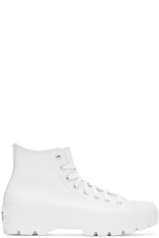 Converse: White Leather Lugged Chuck Taylor All Star High Sneakers | SSENSE