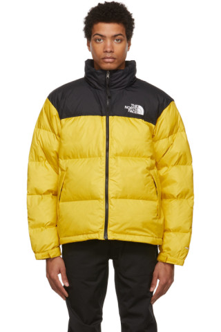 Black & Yellow Down 1996 Retro Nuptse Jacket by The North Face on Sale