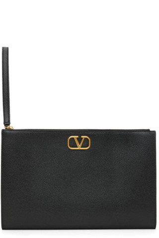 Valentino Vlogo Leather Drawstring Bag Black (IXZ) 144010001522