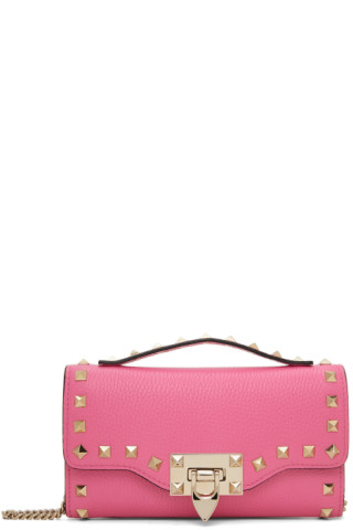 NWT Valentino Rockstud Bag Camera Crossbody 3 Compartments Chain Pouch Hot  Pink