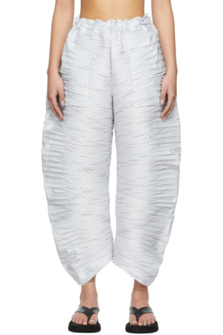 Issey Miyake: White Manta Pleats Trousers | SSENSE