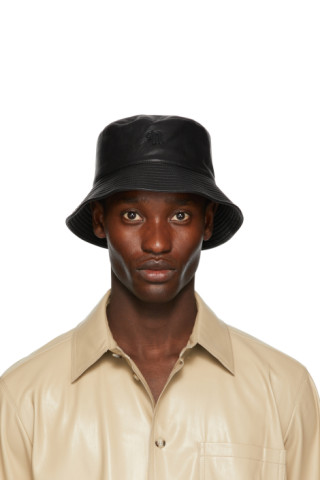 Nanushka: Black Recycled Leather Caran Bucket Hat | SSENSE