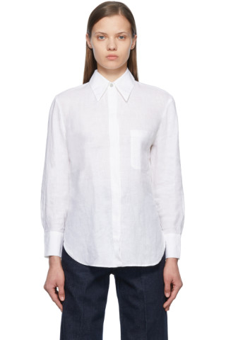 Vince: White Linen Shirt | SSENSE