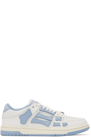 AMIRI: White & Blue Skeleton Low Sneakers | SSENSE UK