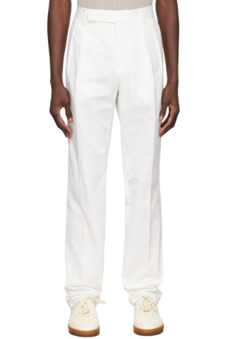 Brunello Cucinelli: White Cotton Trousers | SSENSE