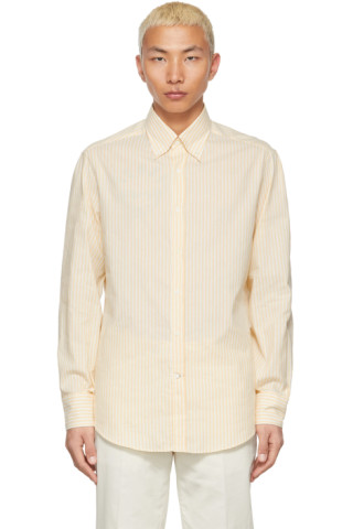 Brunello Cucinelli: White & Yellow Basic Fit Shirt | SSENSE