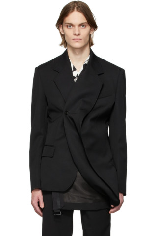 Y/Project: Black Classic Twisted Lapel Blazer | SSENSE